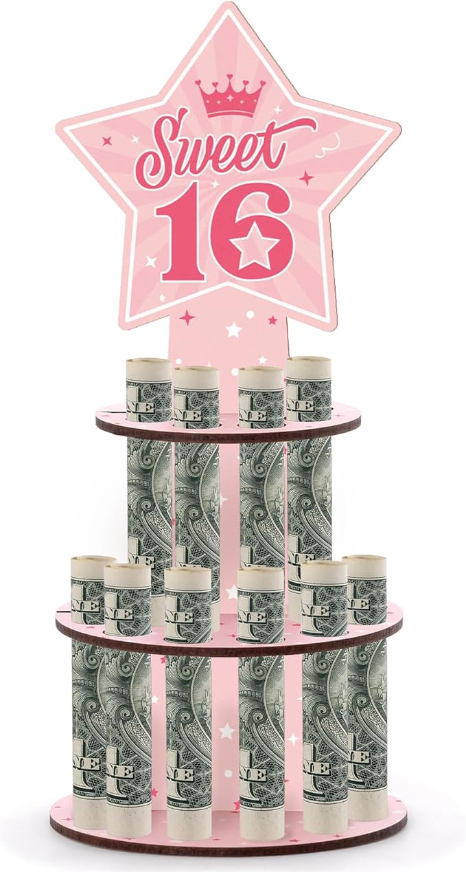 Sweet 16th Birthday Money Holder Money Card for Cash Gifts for Her DIY Pink Happy Birthday Money Gifts Idea for Girls Daughter Granddaughter Friends Party Favors