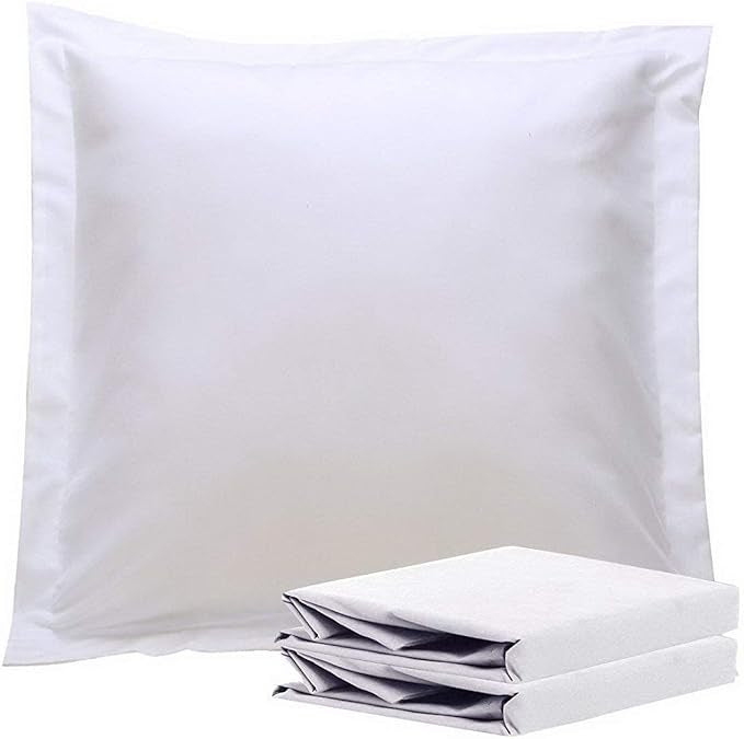 NTBAY 100% Brushed Microfiber 26x26 Euro Pillow Shams Set of 2, Super Soft and Cozy European Throw Pillow Covers, Wrinkle, Fade, Stain Resistant Square Pillow Cases, White