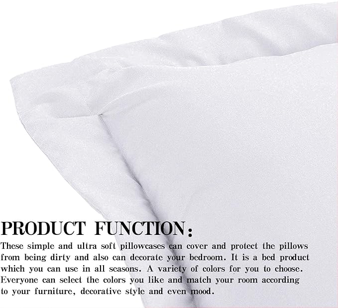 NTBAY 100% Brushed Microfiber 26x26 Euro Pillow Shams Set of 2, Super Soft and Cozy European Throw Pillow Covers, Wrinkle, Fade, Stain Resistant Square Pillow Cases, White