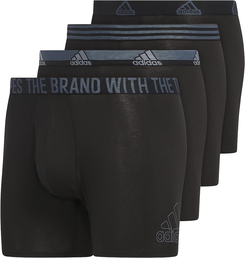 adidas Men's Medium Stretch Cotton Boxer Brief Underwear (4-Pack)