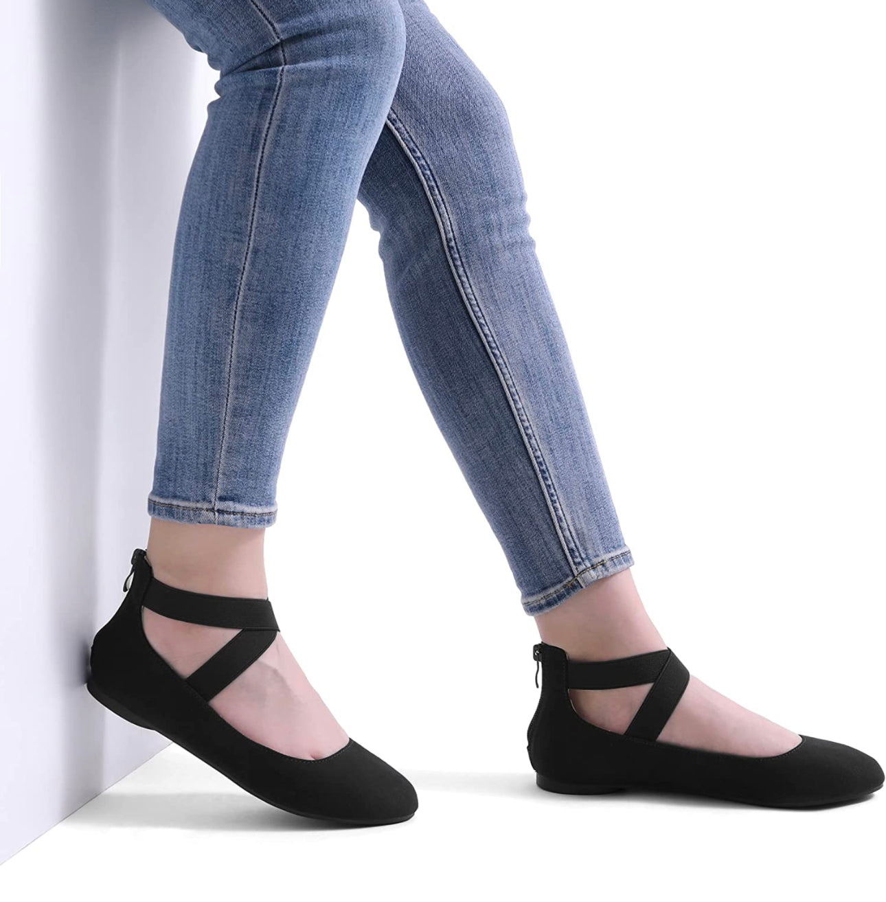 DREAM PAIRS Women's Comfortable Fashion Elastic Ankle Straps Flats Shoes size 7