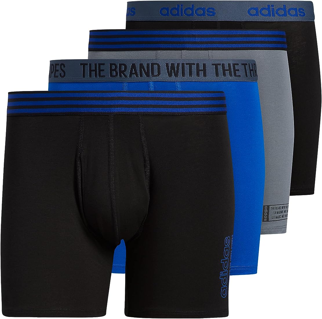 adidas Men's Core Stretch Cotton Boxer Brief Underwear (4-Pack) Large