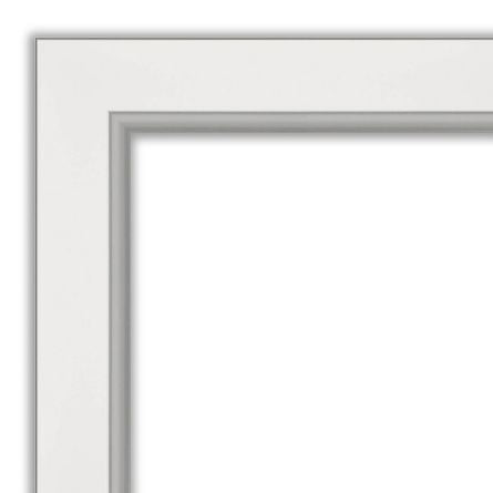 46" x 36" Eva White Framed Wall Mirror Silver - Amanti Art*