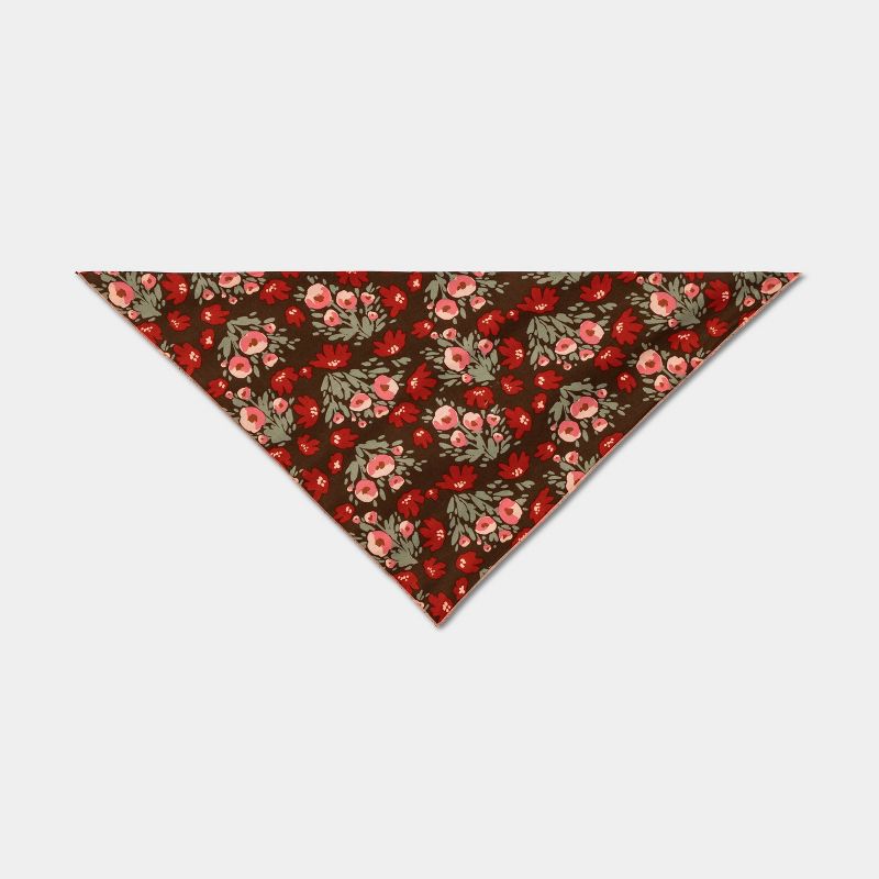 Floral Full Tie Dog Bandana - Pink/Red/Brown - Boots & Barkley