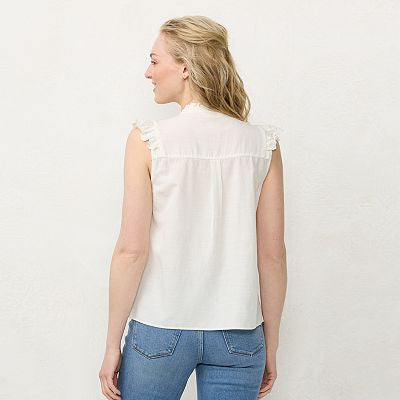 Women's LC Lauren Conrad Ruffle Sleeveless Shirt size small