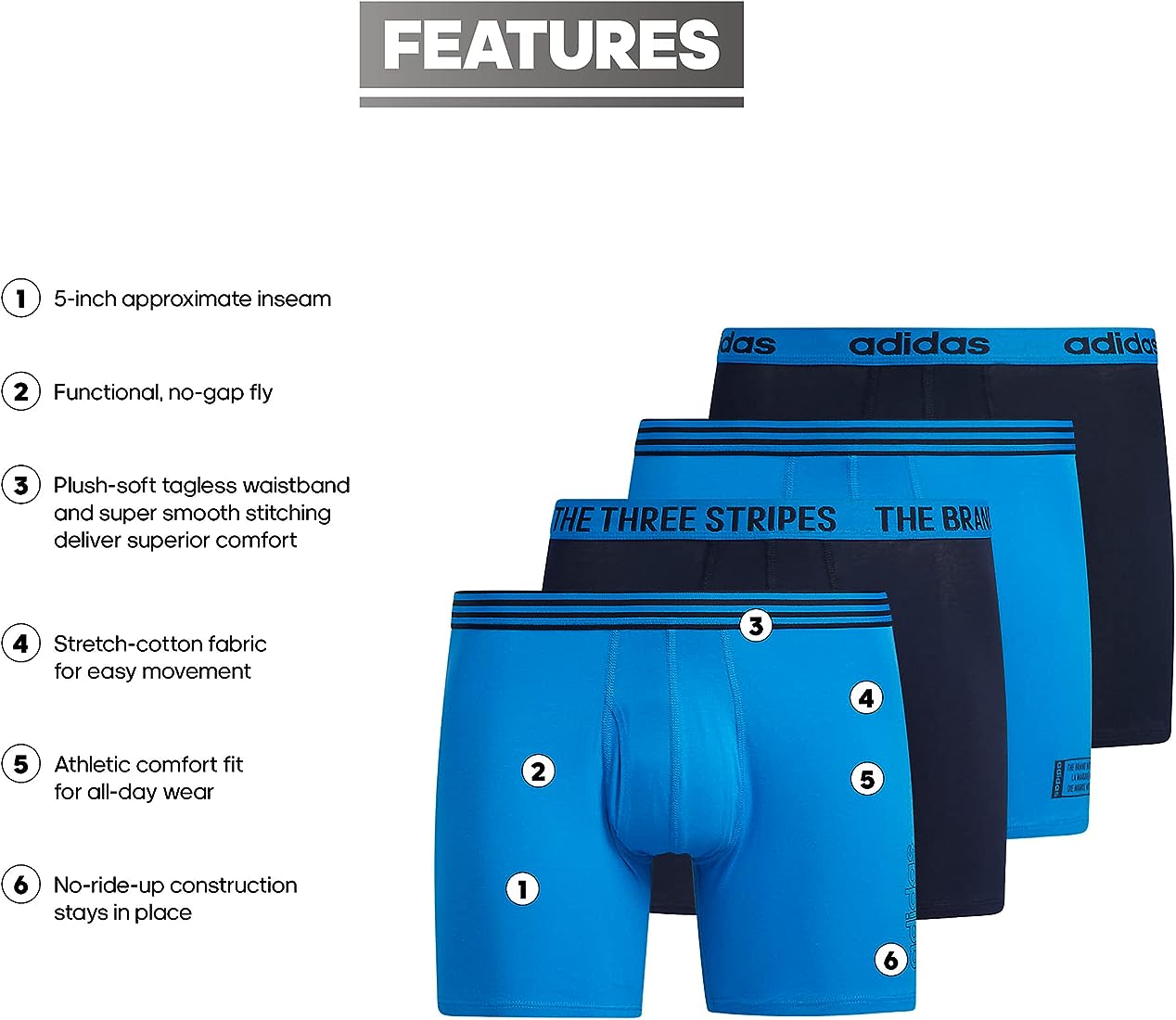 adidas Men's Medium Core Stretch Cotton Boxer Brief Underwear (4-Pack)