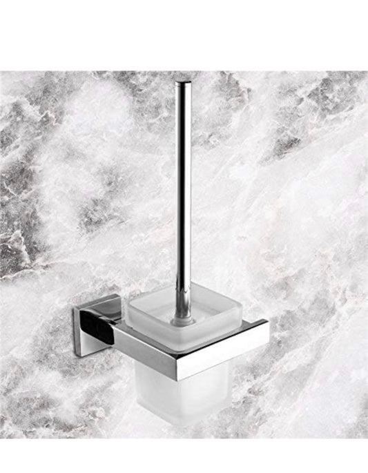 Wall Mount Chrome Finish Stainless Steel Toilet Brush Holder, Bathroom Toilet Bowl Brush Set-a 14.8x13.6x34cm