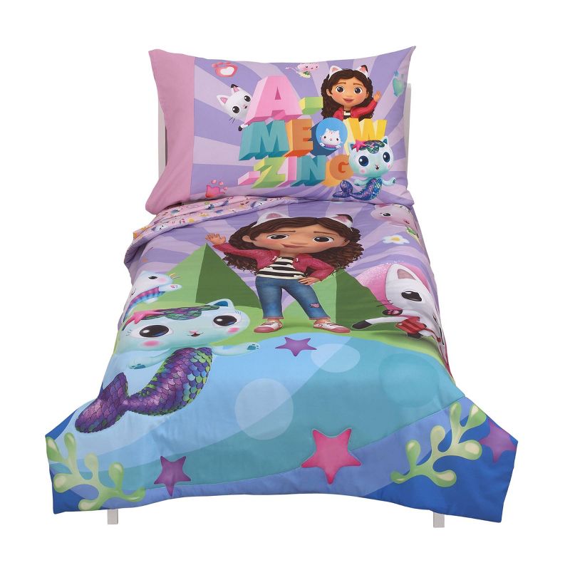 4pc Gabby's Dollhouse 'A-Meow-Zing' Toddler Bed Set