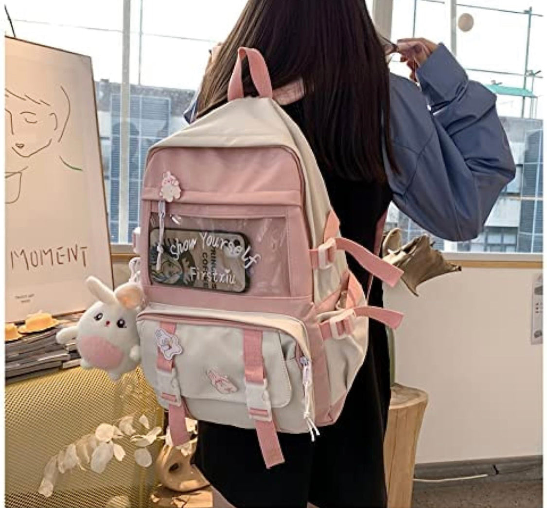 NCDUANSAN Kawaii Backpack with Kawaii Pin and Accessories