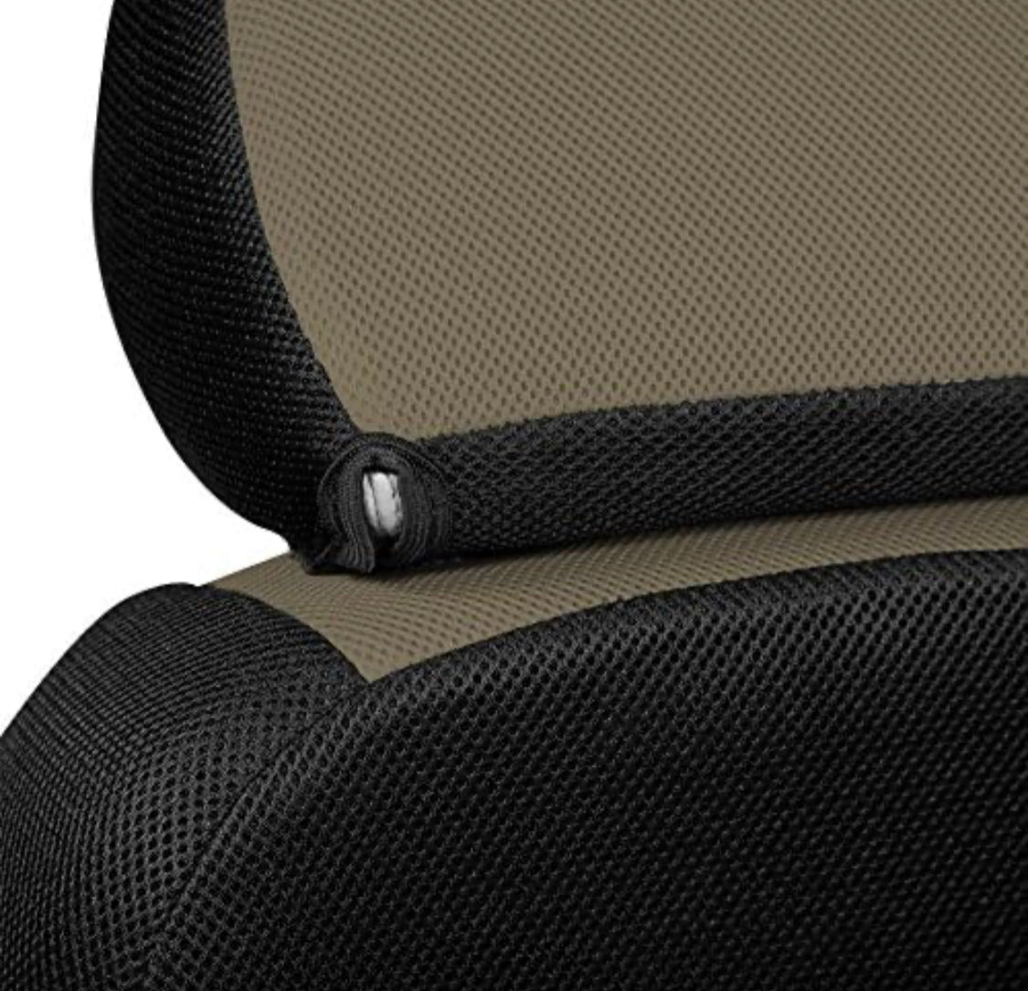 Coverking Custom Fit Front 50/50 Bucket Seat Cover for Select Jeep Wrangler Models - Spacermesh 2-Tone (Taupe with Black Sides)