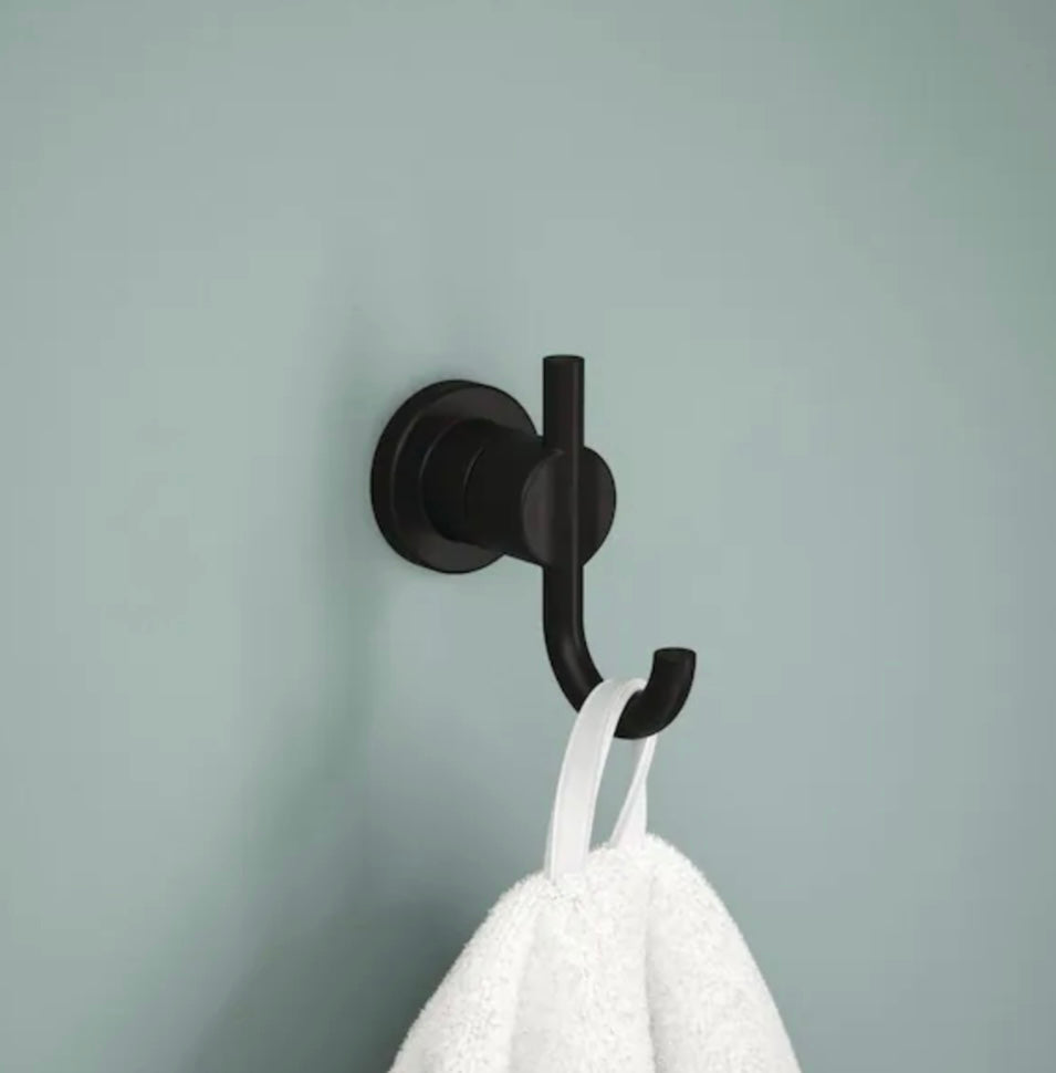 Delta Nicoli J-Hook Double Towel Hook in Matte Black
