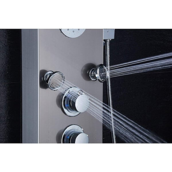 Ello & Allo 55 in. 5-Jet Shower Panel System with LED Rainfall Mist Shower Head Hand Shower Wand and Tub Spout in Brushed Nickel