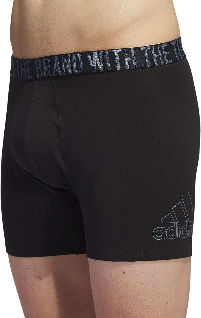 adidas Men's Medium Stretch Cotton Boxer Brief Underwear (4-Pack)