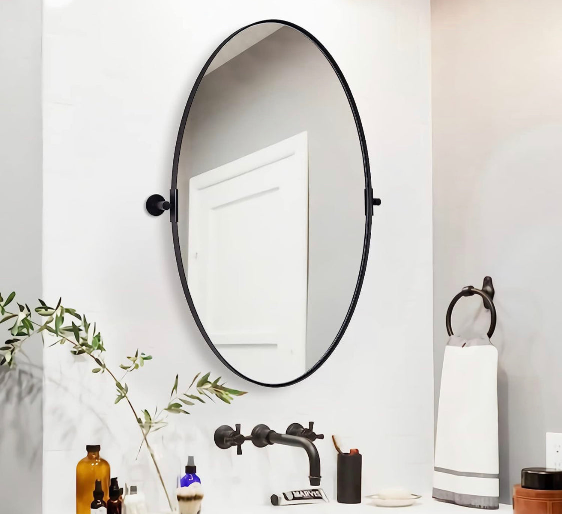 ANDY STAR Pivot Mirror, Black Oval Pivot Bathroom Mirror 22”x34”
