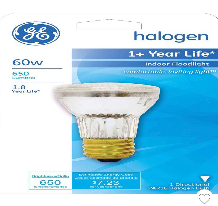 GE 60W Halogen Light Bulb PAR 16White