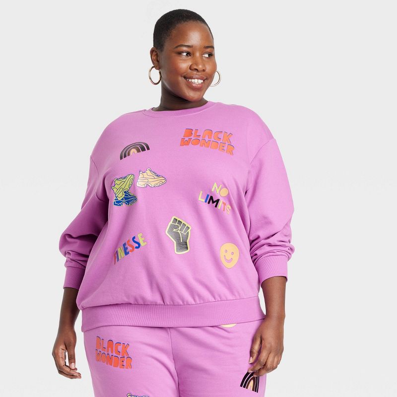 Black History Month Women's Multi Art Pullover Sweatshirt - Purple Rainbow size 3X