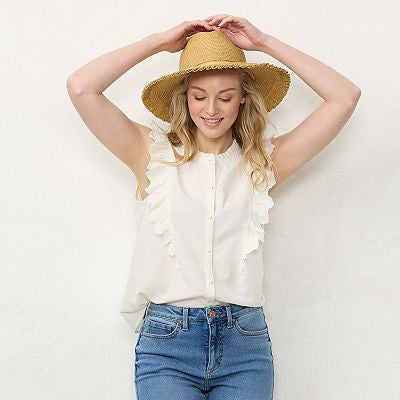 Women's LC Lauren Conrad Ruffle Sleeveless Shirt size small