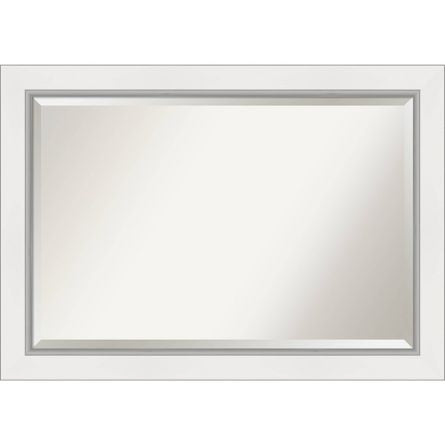 46" x 36" Eva White Framed Wall Mirror Silver - Amanti Art*