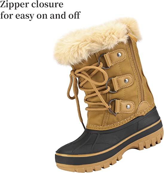 DREAM PAIRS Boys Girls Faux Fur Lined Winter Snow Boots Boys 10