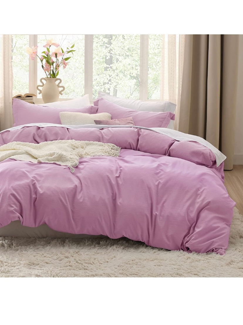 Bedsure Duvet Cover King Size - Soft Prewashed King Duvet Cover Set, 3 Pieces, 1 Duvet Cover 104x90 Inches with Zipper Closure and 2 Pillow Shams, Soft Orchid, Comforter Not Included