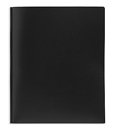 Brand 2-Pocket School-Grade Poly Folder with Prongs, Letter Size, Black