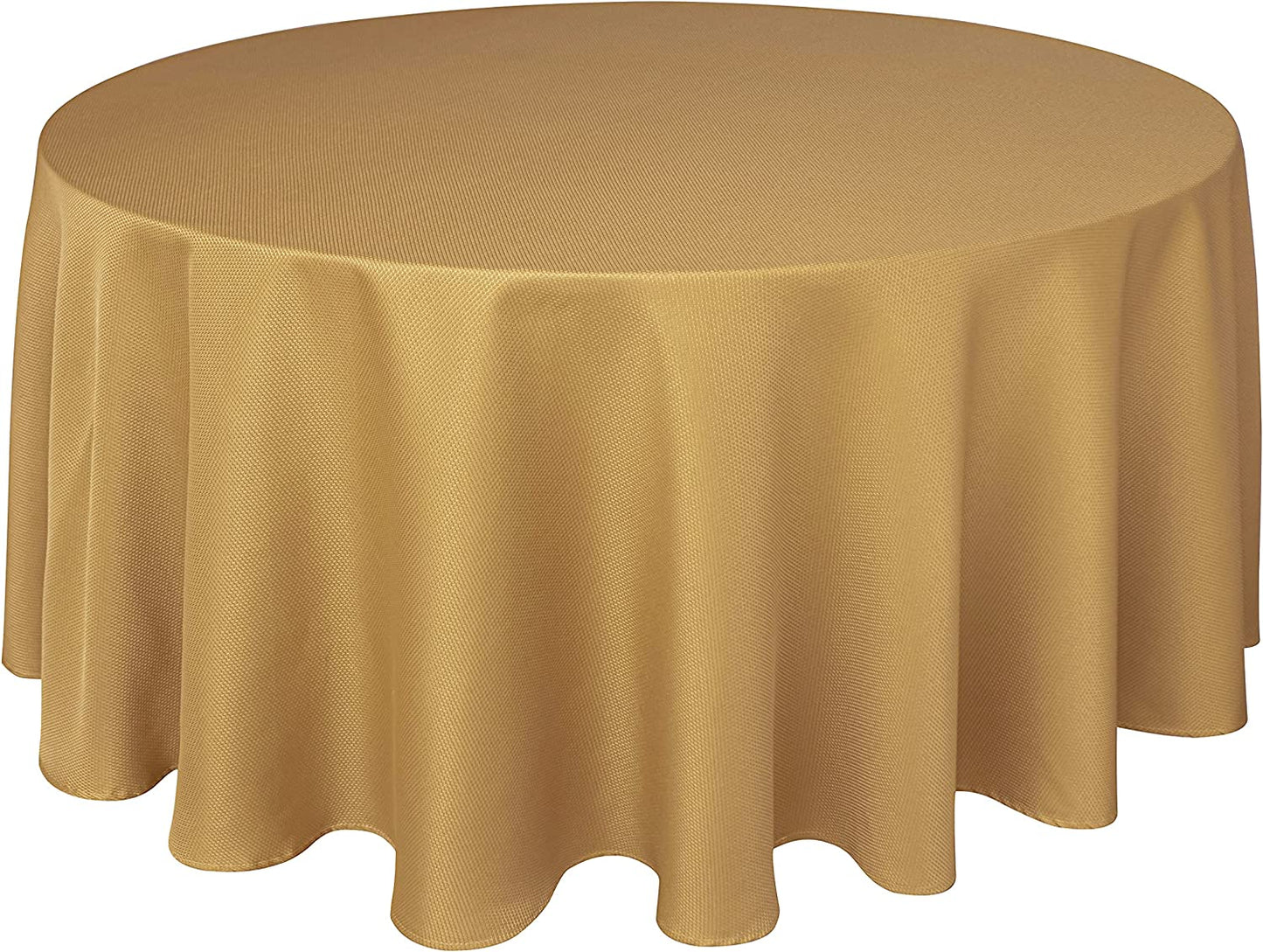 Biscaynebay Textured Fabric Round Tablecloths 108 Inches in Diameter, Gold Water Resistant