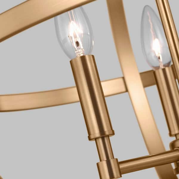 Exmoore 3-Light Satin Brass Craftsman Orb Pendant Light