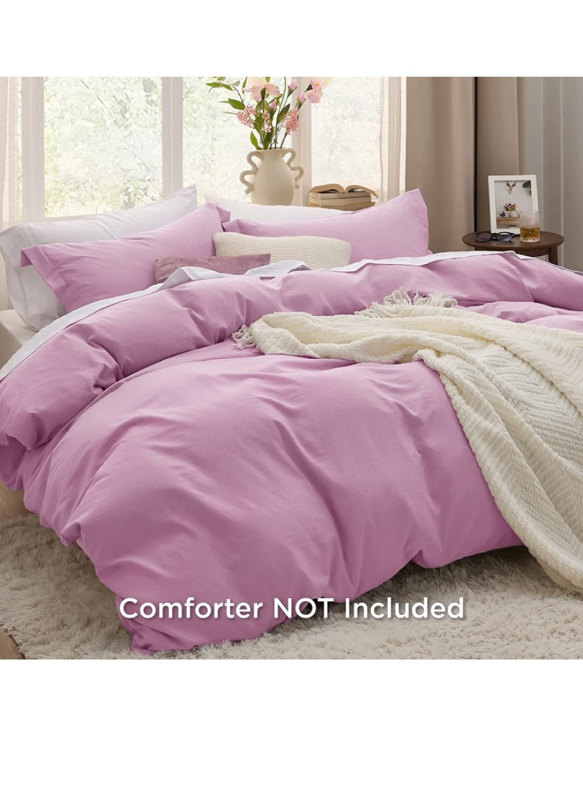 Bedsure Duvet Cover King Size - Soft Prewashed King Duvet Cover Set, 3 Pieces, 1 Duvet Cover 104x90 Inches with Zipper Closure and 2 Pillow Shams, Soft Orchid, Comforter Not Included